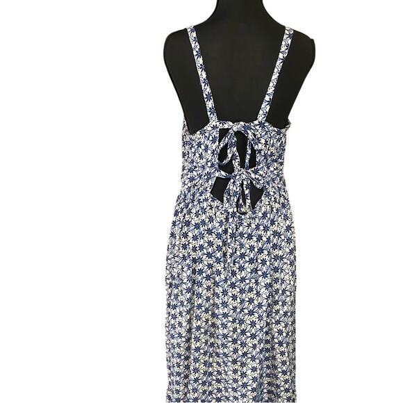 Aeropostale Floral Blue double tie back Dress Large garden girl peasant rayon - Picture 7 of 11